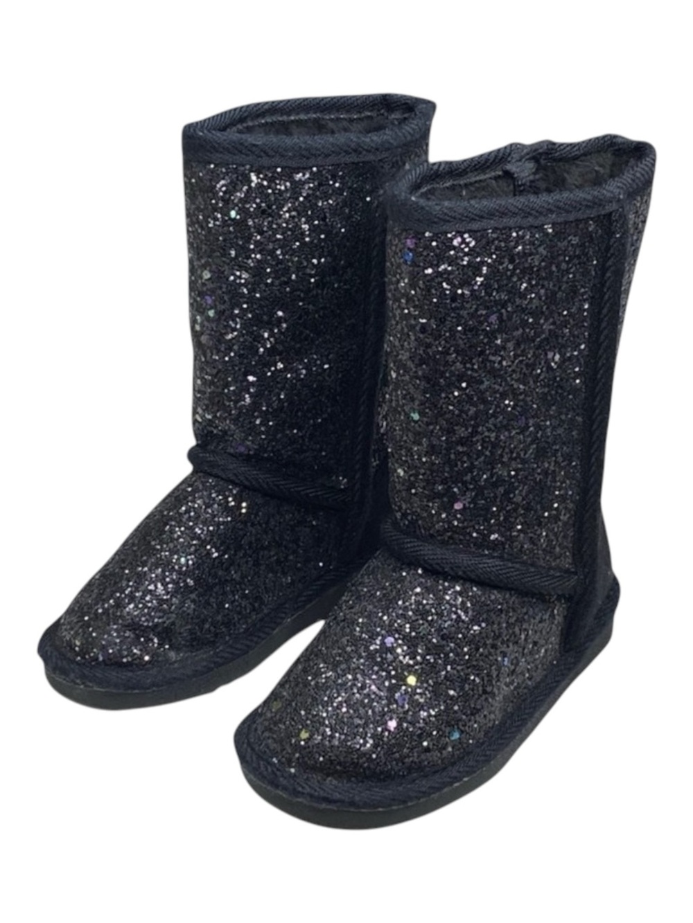 new Fab Kids ❁ JustFab FabKids Glitter Fuzzy Ugg Boot Boots ❁ Black ❁ 7 Toddler - Picture 10 of 16